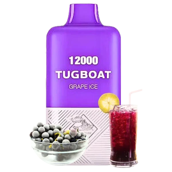 Tugboat Super, Grape Ice, 12000 Puffs, Disposable Vape, Ice Vape, Grape Vape, Fruit Vape, Dubai Vape, relx vape in dubai, Long-Lasting Disposable