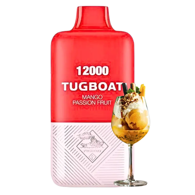 Tugboat-Super-Cool-Mint-Ice-12000-Disposable-Vape-In-Dubai Tugboat Super, Mango Passion Fruit, 12000 Puffs, Disposable Vape, Tropical Vape, Fruit Ice Vape, Dubai Vape, relx vape in dubai, Long-Lasting Disposable, Rechargeable Disposable
